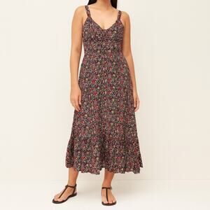 J.Crew Maxi Dress 00 Floral Calico Print Cottagecore Romantic Boho Style